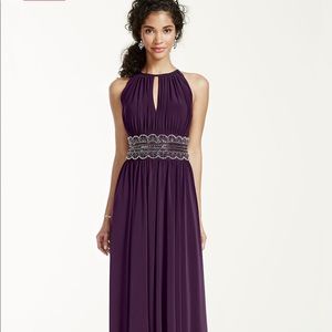 Sleeveless Keyhole Beaded Waist Jersey Dress